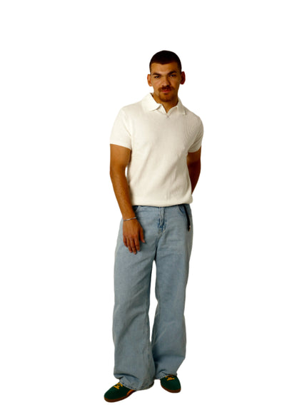 WHITE KNITTED T-SHIRT