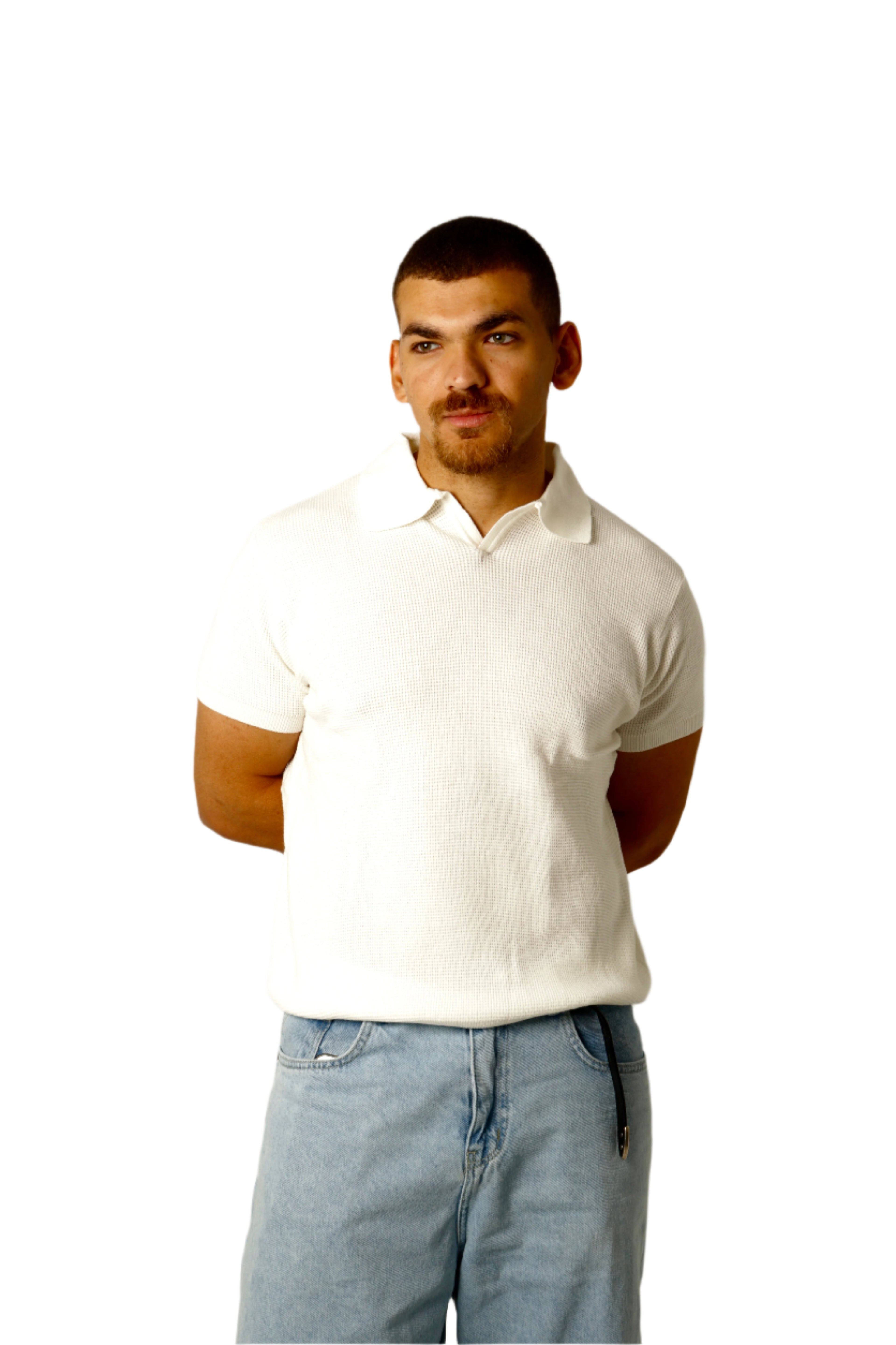 WHITE KNITTED T-SHIRT