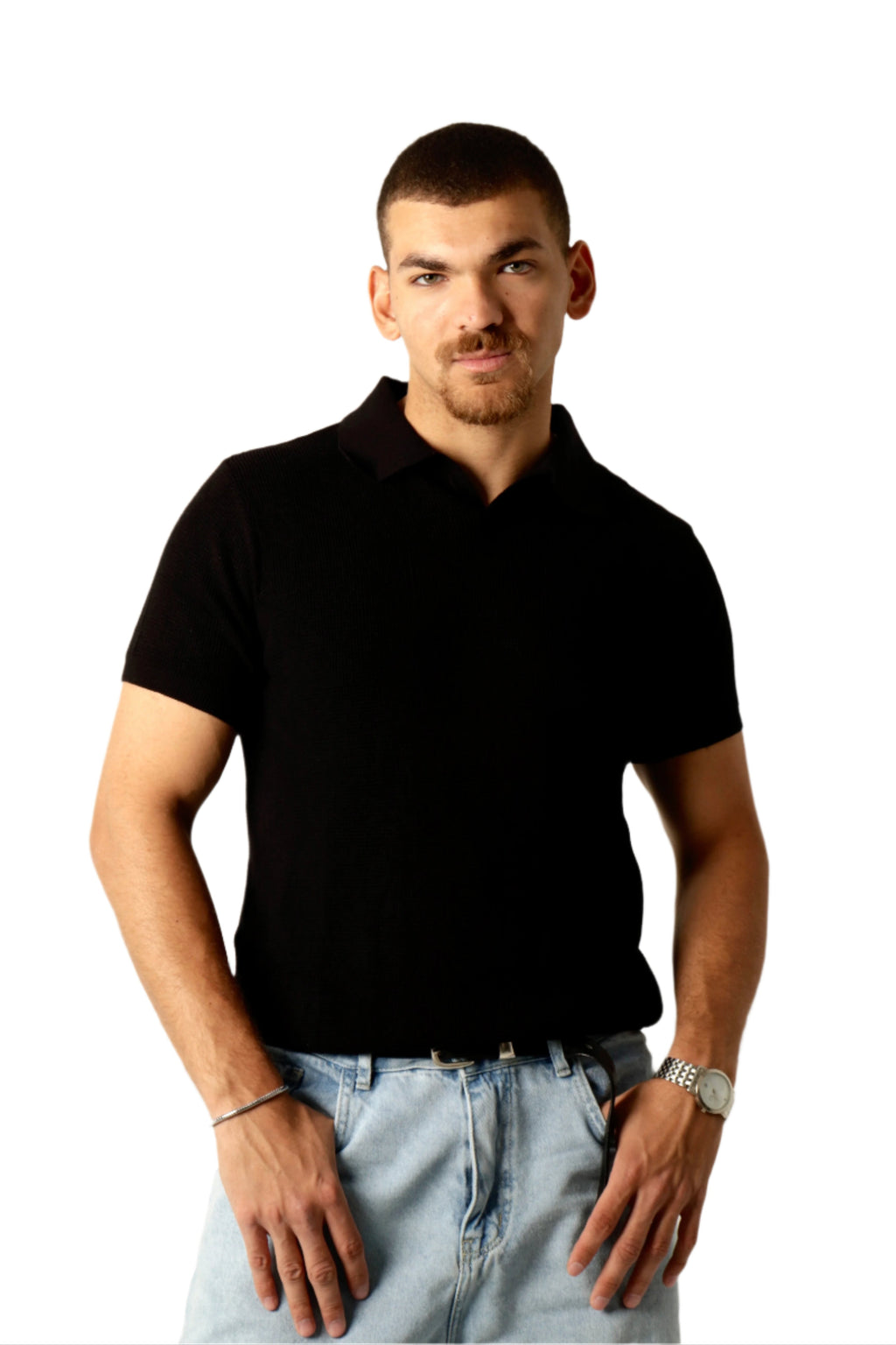 BLACK KNITTED T-SHIRT