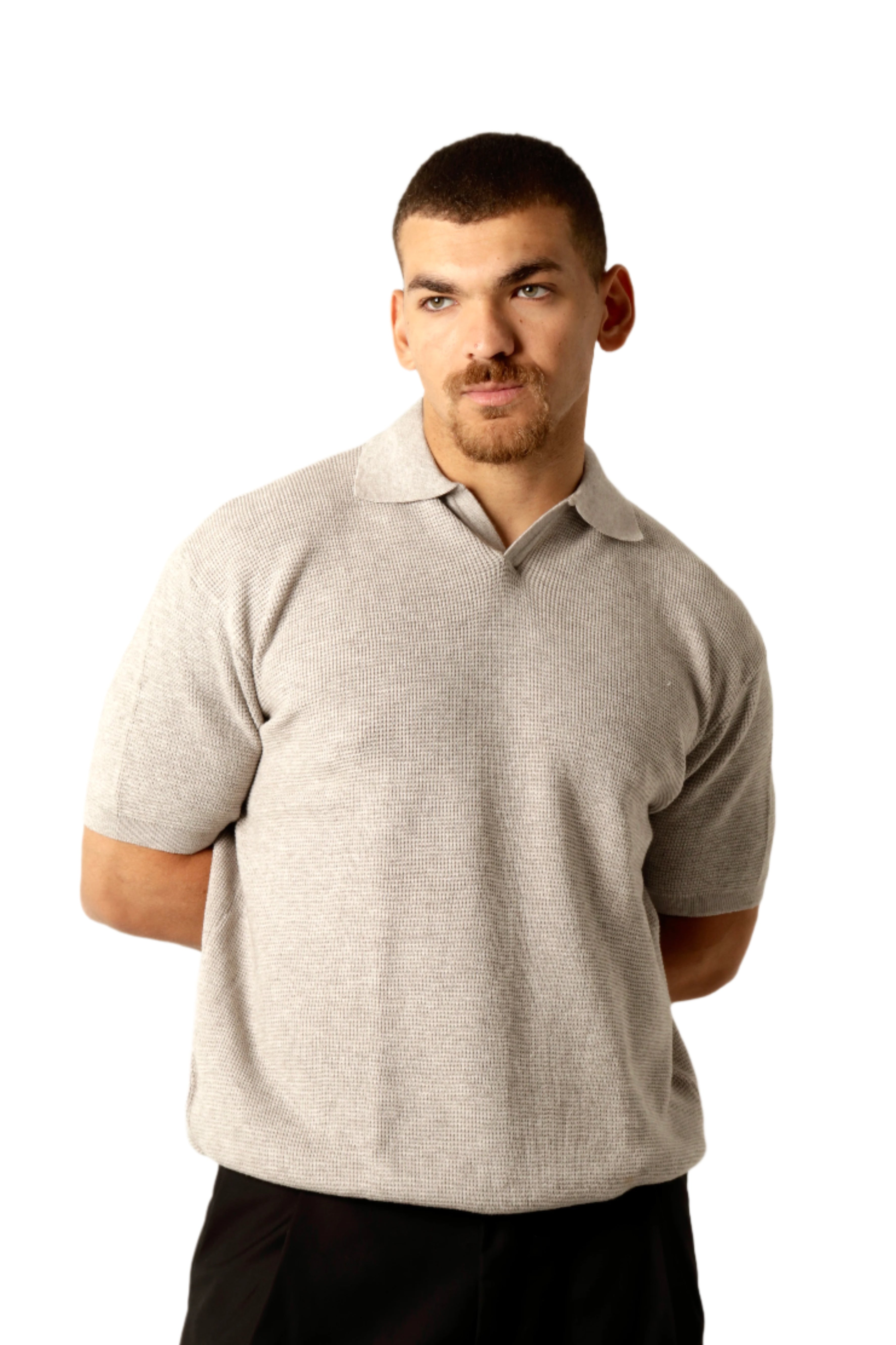 GREY KNITTED T-SHIRT