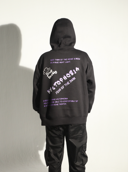 'NYCTOPHOBIA' Oversized Black Hoodie