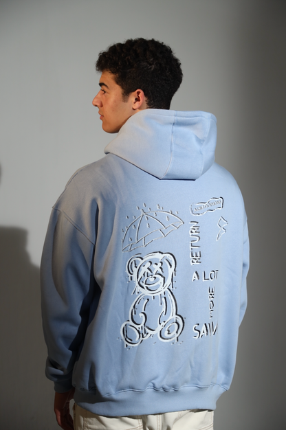 'AGRIZOOPHOBIA' Oversized Blue Hoodie